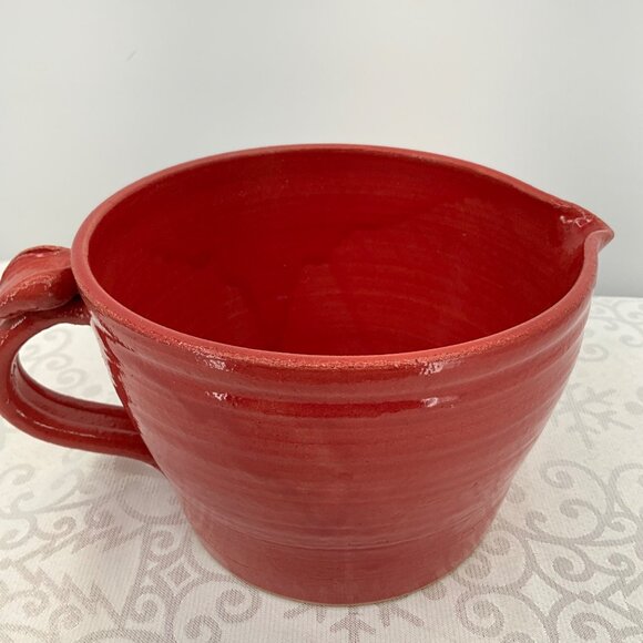 Alabama Cotton Pickin Pottery Red Mixing Bowl With Handle - Picture 5 of 9